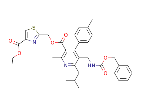 Molecular Structure of 851581-26-5 ([4-(ethoxycarbonyl)-1,3-thiazol-2-yl]methyl 5-({[(benzyloxy)carbonyl]amino}methyl)-6-isobutyl-2-methyl-4-(4-methylphenyl)nicotinate)
