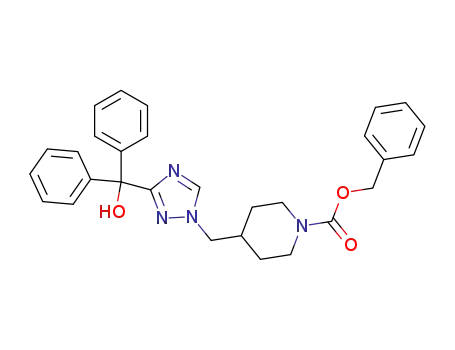 Molecular Structure of 1204122-88-2 (Benzyl 4-({3-[hydroxy(diphenyl)methyl]-1H-1,2,4-triazol-1-yl}methyl)piperidine-1-carboxylate)