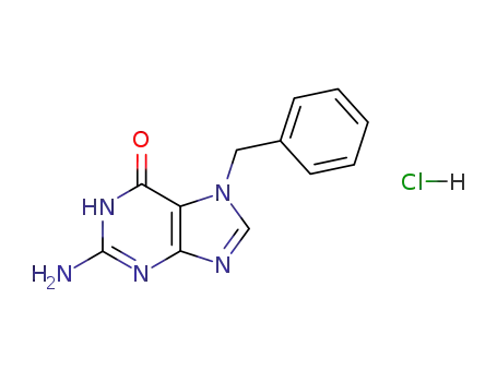 Molecular Structure of 20755-15-1 (6H-Purin-6-one, 2-aMino-1,7-dihydro-7-(phenylMethyl)- (hydrochloride)(1:1))