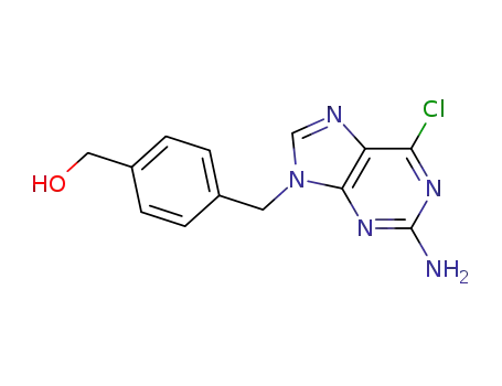 Molecular Structure of 203202-55-5 ([4-(2-Amino-6-chloropurin-9-ylmethyl)phenyl]methanol)