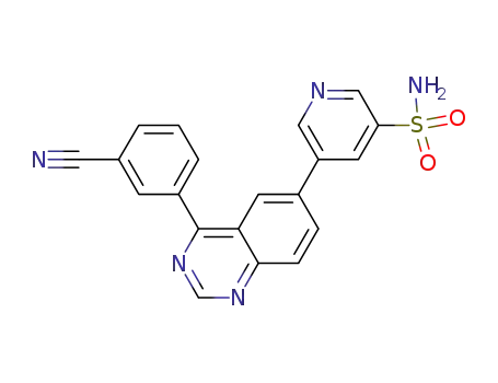 Molecular Structure of 1093819-13-6 (5-[4-(3-cyanophenyl)-6-quinazolinyl]-3-pyridinesulfonamide)