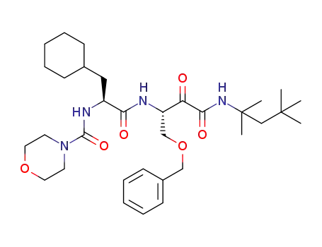 Molecular Structure of 1309974-35-3 (N<sub>4</sub>-[(1S)-2-((1S)-1-[(benzyloxy)methyl]-2,3-dioxo-3-[(1,1,3,3-tetramethylbutyl)amino]propylamino)-1-(cyclohexylmethyl)-2-oxoethyl]-4-morpholinecarboxamide)