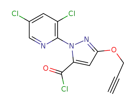 Molecular Structure of 1104384-31-7 (1-(3,5-dichloropyridin-2-yl)-3-(prop-2-ynyloxy)-1H-pyrazole-5-carbonyl chloride)