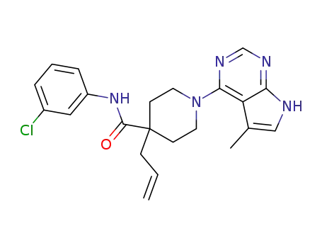 Molecular Structure of 1192189-26-6 (4-allyl-N-(3-chlorophenyl)-1-(5-methyl-7H-pyrrolo[2,3-d]pyrimidin-4-yl)piperidine-4-carboxamide)