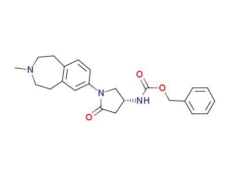 Molecular Structure of 921751-99-7 (benzyl (R)-[1-(3-methyl-2,3,4,5-tetrahydro-1H-benzo[d]azepin-7-yl)-5-oxopyrrolidin-3-yl]carbamate)