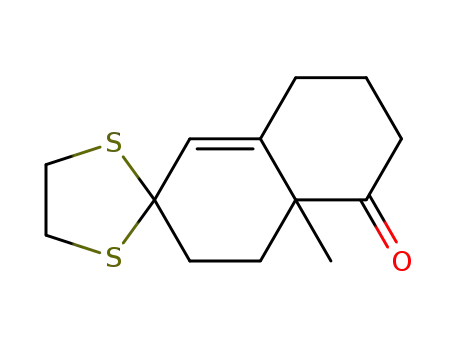 Molecular Structure of 70499-16-0 (4a′-methyl-4′,4a′,7′,8′-tetrahydro-3′H-spiro[[1,3]dithiolane-2,2′-naphthalen]-5′(6′H)-one)