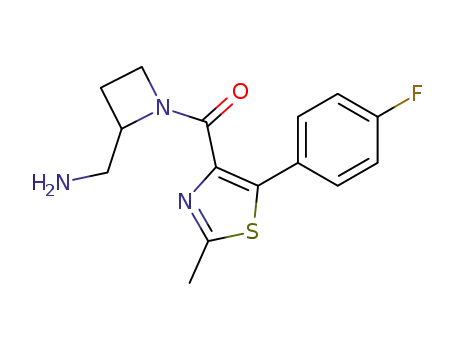 Molecular Structure of 1007873-82-6 ((2RS)-(2-aminomethyl-azetidin-1-yl)-[5-(4-fluoro-phenyl)-2-methyl-thiazol-4-yl]-methanone)