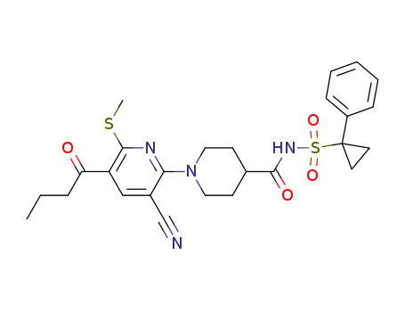 1-[5-butyryl-3-cyano-6-(methylthio)pyridin-2-yl]-N-[(1-phenylcyclopropyl)sulfonyl]piperidine-4-carboxamide
