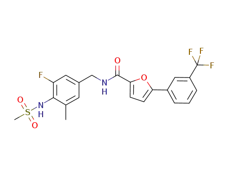 5-(3-trifluoromethyl-phenyl)-furan-2-carboxylic acid 3-fluoro-4-methanesulfonylamino-5-methyl-benzylamide