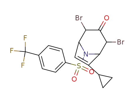 Molecular Structure of 1215184-07-8 (2,4-dibromo-6-cyclopropyl-8-(4-(trifluoromethyl)phenylsulfonyl)-8-azabicyclo[3.2.1]oct-6-en-3-one)