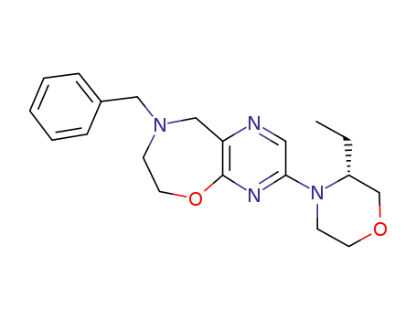 Molecular Structure of 1258394-20-5 (8-benzyl-3-[(3R)-3-ethylmorpholin-4-yl]-6,7,8,9-tetrahydropyrazino[2,3-f][1,4]oxazepine)