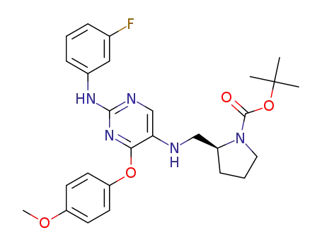 2-(S)-{[2-(3-fluoro-phenylamino)-4-(4-methoxy-phenoxy)-pyrimidin-5-ylamino]-methyl}-pyrrolidine-1-carboxylic acid tert-butyl ester