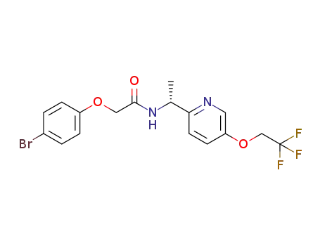 Molecular Structure of 1257111-31-1 ((R)-2-(4-bromophenoxy)-N-(1-(5-(2,2,2-trifluoroethoxy)pyridin-2-yl)ethyl)acetamide)