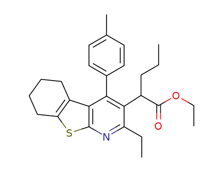 Molecular Structure of 1256256-46-8 (ethyl 2-[2-ethyl-4-(p-tolyl)-5,6,7,8-tetrahydro[1]benzothieno[2,3-b]pyridin-3-yl]pentanoate)