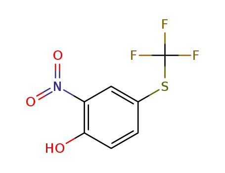 Molecular Structure of 933673-33-7 (2-Nitro-4-[(trifluoromethyl)sulphanyl]phenol, 4-Hydroxy-3-nitrophenyl trifluoromethyl sulphide)
