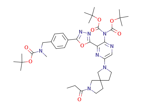 tert-butyl N-[[4-[5-[3-[bis(tert-butoxycarbonyl)amino]-6-(7-propanoyl-3,7-diazaspiro[4.4]nonan-7-yl)pyrazin-2-yl]-1,3,4-oxadiazol-2-yl]phenyl]methyl]-N-methyl-carbamate