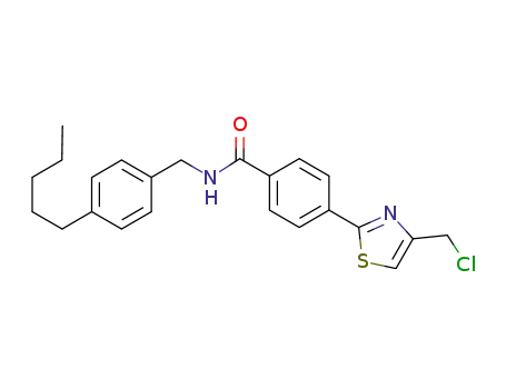 Molecular Structure of 842137-62-6 (Benzamide, 4-[4-(chloromethyl)-2-thiazolyl]-N-[(4-pentylphenyl)methyl]-)