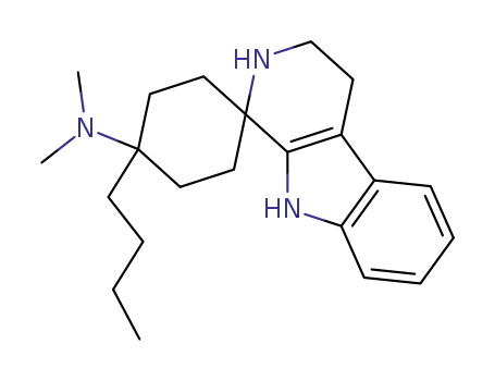 Molecular Structure of 1004546-45-5 (2',3',4',9'-tetrahydro-N,N-dimethyl-4-butyl-spiro[cyclohexane-1,1'(1'H)-pyrido[3,4-b]indol]-4-amine)
