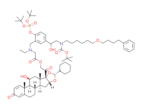 1-[[5-[1-hydroxy-2-[(t-butoxycarbonyl)[6-(4-phenylbutoxy)hexyl]amino]ethyl]-2-(di-tert-butylphosphoryloxy)benzyl](ethyl)amino]acetic acid [[11β,16α]-[15,16-((R)-cyclohexylmethylene)bis(oxy)]-11-hydroxypregna-1,4-diene-3,20-dion-21-yl]ester