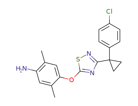 Molecular Structure of 1202783-65-0 (4-({3-[1-(4-chlorophenyl)cyclopropyl]-1,2,4-thiadiazol-5-yl}oxy)-2,5-dimethylaniline)