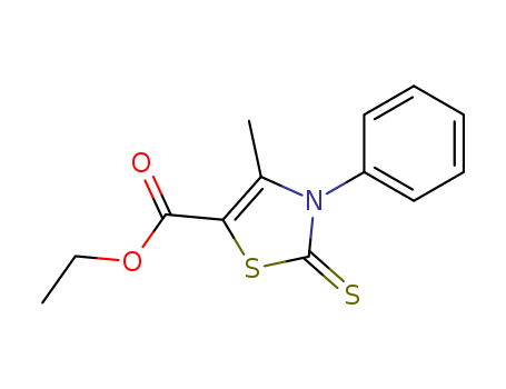 5-Thiazolecarboxylic acid, 2,3-dihydro-4-methyl-3-phenyl-2-thioxo-, ethyl ester