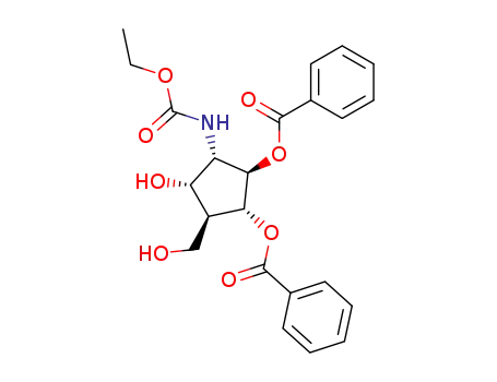 Molecular Structure of 165375-20-2 (Carbamic acid, 2,3-bis(benzoyloxy)-5-hydroxy-4-(hydroxymethyl)cyclopentyl-, ethyl ester, 1S-(1.alpha.,2.beta.,3.alpha.,4.beta.,5.alpha.)-)