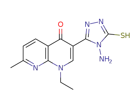 Molecular Structure of 1216936-53-6 (3-(4-amino-5-mercapto-4H-1,2,4-triazol-3-yl)-1-ethyl-7-methyl-1,8-naphthyridin-4(1H)-one)