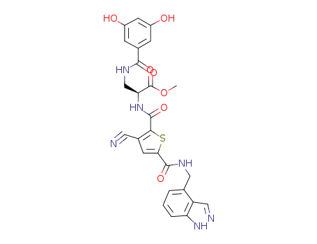 (S)-2-({3-Cyano-5-[(1H-indazol-4-ylmethyl)-carbamoyl]-thiophene-2-carbonyl}-amino)-3-(3,5-dihydroxy-benzoylamino)-propionic acid methyl ester