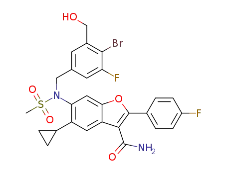 6-[{[4-bromo-3-fluoro-5-(hydroxymethyl)phenyl]methyl}(methylsulfonyl)amino]-5-cyclopropyl-2-(4-fluorophenyl)-1-benzofuran-3-carboxamide