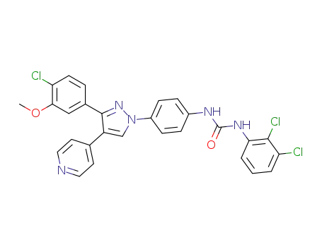 1-{4-[3-(4-chloro-3-methoxyphenyl)-4-(pyridin-4-yl)-1H-pyrazol-1-yl]phenyl}-3-(2,3-dichlorophenyl)urea