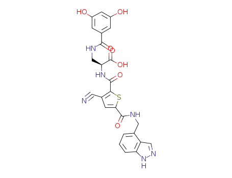 (S)-2-({3-Cyano-5-[(1H-indazol-4-ylmethyl)-carbamoyl]-thiophene-2-carbonyl}-amino)-3-(3,5-dihydroxy-benzoylamino)-propionic acid
