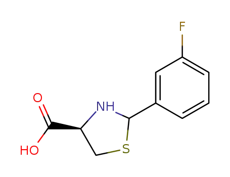 Molecular Structure of 333408-47-2 (2-(3-Fluorophenyl)-4-thiazolidinecarboxylic acid)