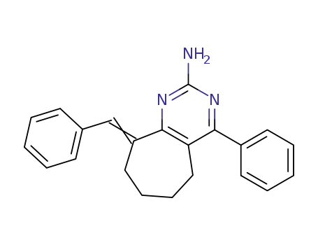 Molecular Structure of 1322199-58-5 (9-benzylidene-4-phenyl-6,7,8,9-tetrahydro-5H-cycloheptapyrimidin-2-ylamine)