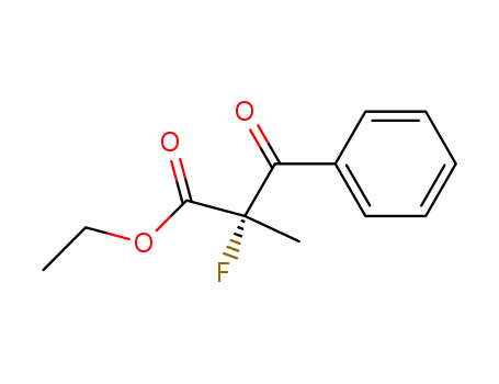 Molecular Structure of 106815-12-7 (Benzenepropanoic acid, a-fluoro-a-methyl-b-oxo-, ethyl ester, (R)-)