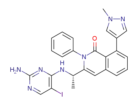 (S)-3-(1-((2-amino-5-iodopyrimidin-4-yl)amino)ethyl)-8-(1-methyl-1H-pyrazol-4-yl)-2-phenylisoquinolin-1(2H)-one