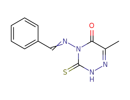 Molecular Structure of 7484-41-5 (1,2,4-Triazin-5(2H)-one,
3,4-dihydro-6-methyl-4-[(phenylmethylene)amino]-3-thioxo-)