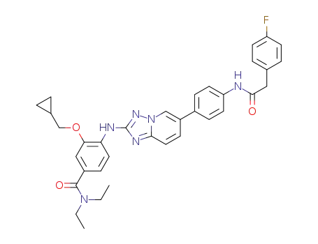 Molecular Structure of 1403330-56-2 (3-(cyclopropylmethoxy)-N,N-diethyl-4-{[6-(4-{[(4-fluorophenyl)acetyl]amino}phenyl)[1,2,4]triazolo[1,5-a]pyridin-2-yl]amino}benzamide)
