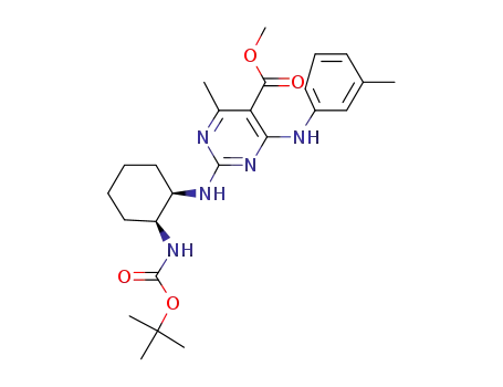 methyl 2-((1R,2S)-2-(tert-butoxycarbonylamino)cyclohexylamino)-4-methyl-6-(m-tolylamino)pyrimidine-5-carboxylate
