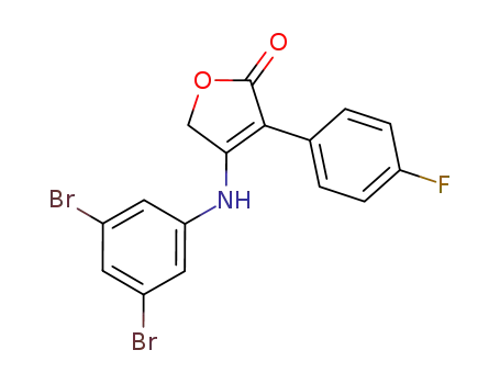 Molecular Structure of 1283094-23-4 (4-(3,5-dibromophenylamino)-3-(4-fluorophenyl)furan-2(5H)-one)