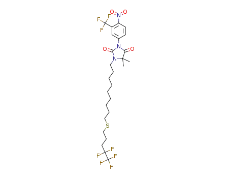 Molecular Structure of 1252642-89-9 (5,5-dimethyl-3-[4-nitro-3-(trifluoromethyl)phenyl]-1-{9-[(4,4,5,5,5-pentafluoropentyl)thio]nonyl}imidazolidine-2,4-dione)