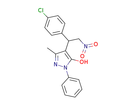 Molecular Structure of 1007186-31-3 (4-{1-(4-chlorophenyl)-2-nitroethyl}-3-methyl-1-phenyl-1H-pyrazol-5-ol)
