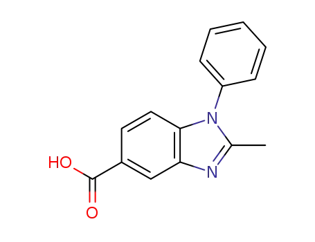 Molecular Structure of 92437-43-9 (2-METHYL-1-PHENYL-1H-BENZOIMIDAZOLE-5-CARBOXYLIC ACID)