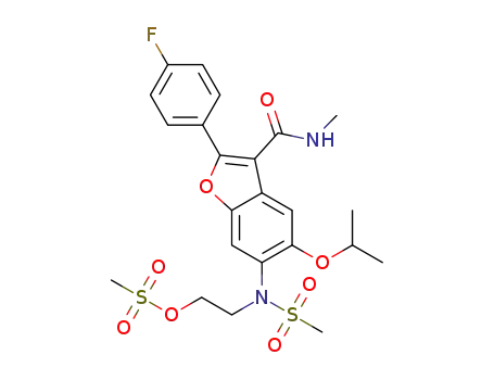 Molecular Structure of 1378428-70-6 (2-[{2-(4-fluorophenyl)-3-[(methylamino)carbonyl]-5-[(1-methylethyl)oxy]-1-benzofuran-6-yl}(methylsulfonyl)amino]ethyl methanesulfonate)