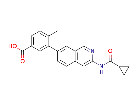 Molecular Structure of 1382848-07-8 (3-(3-(cyclopropanecarboxamido)isoquinolin-7-yl)-4-methylbenzoic acid)