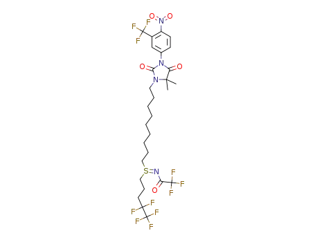 Molecular Structure of 1252643-49-4 (N-[(1Z)-(9-{5,5-dimethyl-3-[4-nitro-3-(trifluoromethyl)phenyl]-2,4-dioxoimidazolidin-1-yl}nonyl)(4,4,5,5,5-pentafluoropentyl)-λ4-sulphanylidene]-2,2,2-trifluoroacetamide)