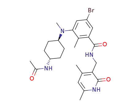 Molecular Structure of 1403259-27-7 (3-(((1R,4R)-4-acetamidocyclohexyl)-(methyl)-amino)-5-bromo-N-((4,6-dimethyl-2-oxo-1,2-dihydropyridin-3-yl)-methyl)-2-methylbenzamide)