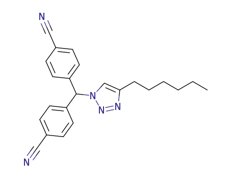 Molecular Structure of 1334667-26-3 (1-(4,4'-dicyanodiphenylmethyl)-4-hexyl-1H-1,2,3-triazole)