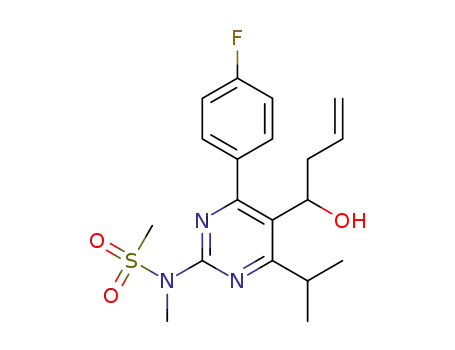 Molecular Structure of 1352138-41-0 (N-[4-(4-fluorophenyl)-5-(1-hydroxybut-3-enyl)-6-isopropylpyrimidin-2-yl]-N-methylmethanesulfonamide)