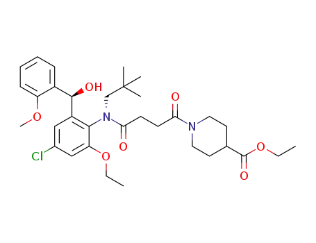 4-Piperidinecarboxylic acid,
1-[4-[[4-chloro-2-ethoxy-6-[(S)-hydroxy(2-methoxyphenyl)methyl]phenyl](
2,2-dimethylpropyl)amino]-1,4-dioxobutyl]-, ethyl ester