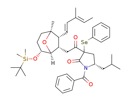 (5S)-3-(2-((1S,4R,5S,6S,7R)-4-(tert-butyldimethylsilyloxy)-1-methyl-7-((1E,3E)-3-methylpenta-1,3-dienyl)-8-oxabicyclo[3.2.1]octan-6-yl)ethanoyl)-5-isobutyl-1-(phenylcarbonyl)-3-(phenylselanyl)pyrrolidin-2-one